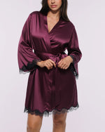 Bare Essentials™ Satin Lace Pajama Robe